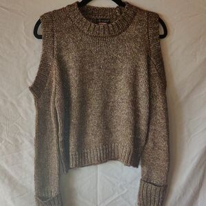 Venus Brown/Gold Cold Shoulder Sweater